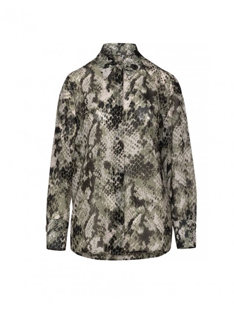 MIX AND MATCH Mila Shirt Olive Snake Print Πράσινο Πουκάμισο